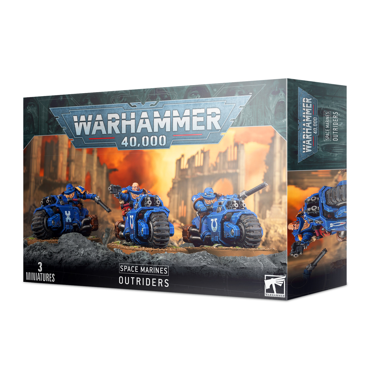 Warhammer 40,000 Outriders De Games Workshop, Escuadrón De Ataque Rápido Para Marines Espaciales, 3 Miniaturas De Plástico